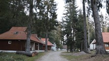 Cottages In Forested Landscape, Summer Holidays In The Countryside - wide shot