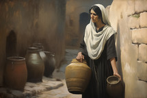 Painting of a Samaritan woman in bible times