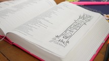 notes on the pages of a Bible 