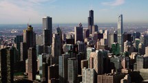 Flying around downtown Chicago Skyline