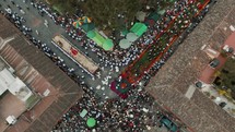 Good Friday Procession In Antigua, Guatemala - aerial top down	