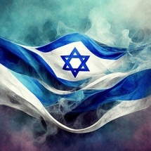 Israeli flag abstraction with misty effect