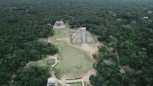 Drone Flying Over Mayan Ruins In Mexico