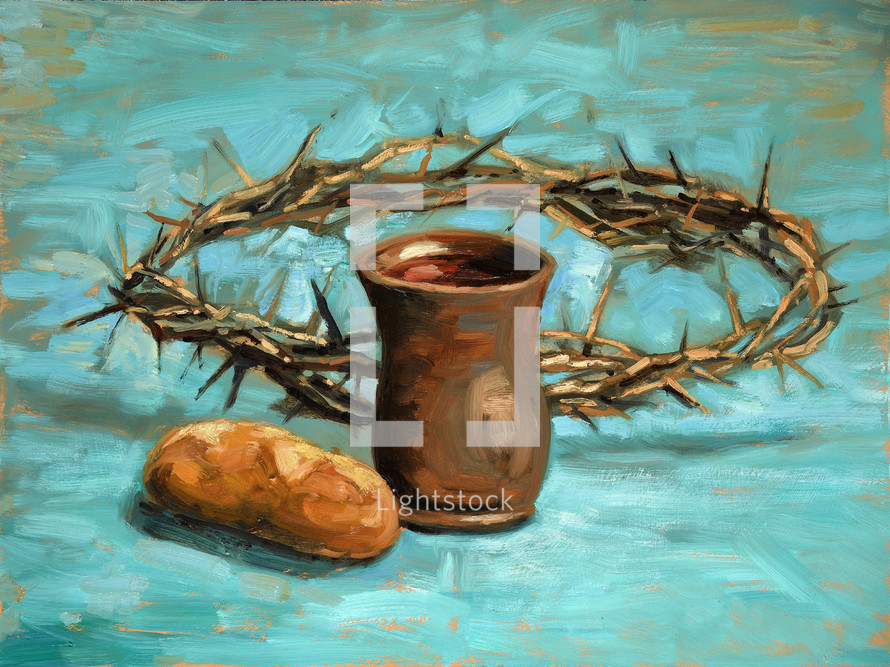 communion painting with crown of thorns 