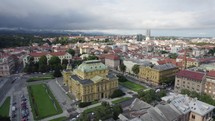 Croatian National Theatre: Zagreb's artistic beacon under overcast skies - Aerial