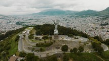 Aerial of the Virgin in El Panecillo, Quito, Ecuador