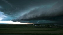 Big Storm Shelf Cloud Drifting Over Farm Land Timelapse