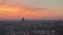 Sunrise time lapse of St. Stephen's Basilica in Budapest, Hungary.