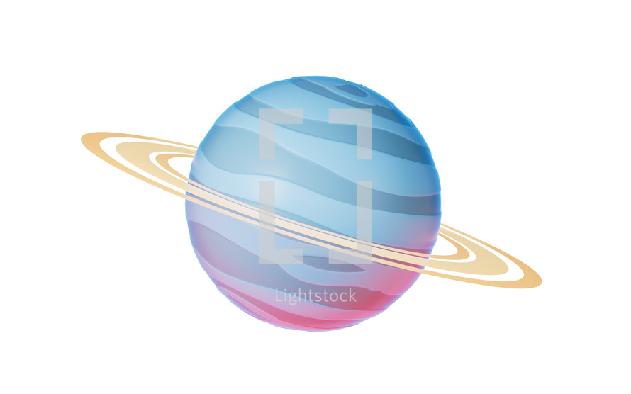 Planet with cartoon style, 3d rendering.