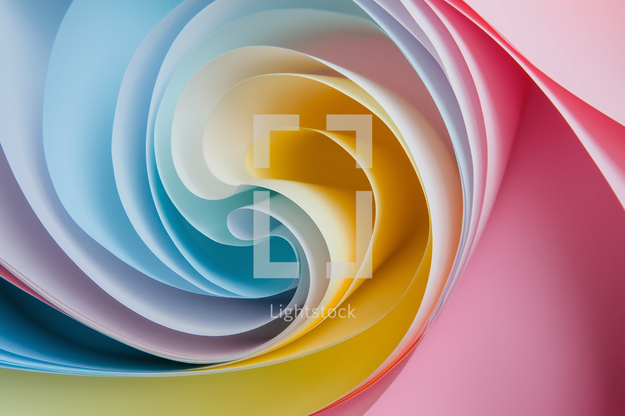 AI Image. Abstract Paper curved colorful swirls