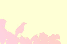 NEW EVERY MORNING - silhouette, pink bird on branch with yellow background