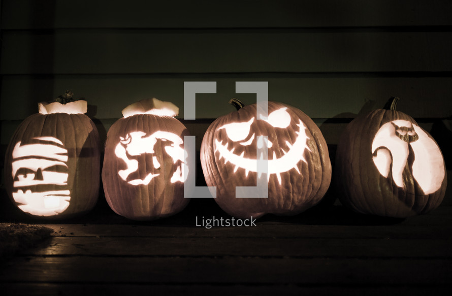 Carved jack o lantern pumpkins