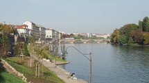 TURIN, ITALY - CIRCA OCTOBER 2022: Fiume Po translation River Po - EDITORIAL USE ONLY