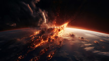 Fire reigning down on earth. Armageddon depiction. 