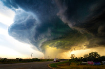 Amazing Storm Cloud Passes Over A Highway Dropping Giant Hail And Tornado