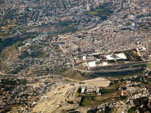 Aerial view of a Temple Mount and the City of David from the east.