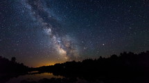 Milky way and French River, Canada Timelapse