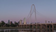 Sunset time lapse of Margaret Hunt Hill Bridge in Dallas, Texas.