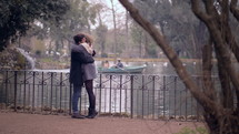couple meeting in a park 