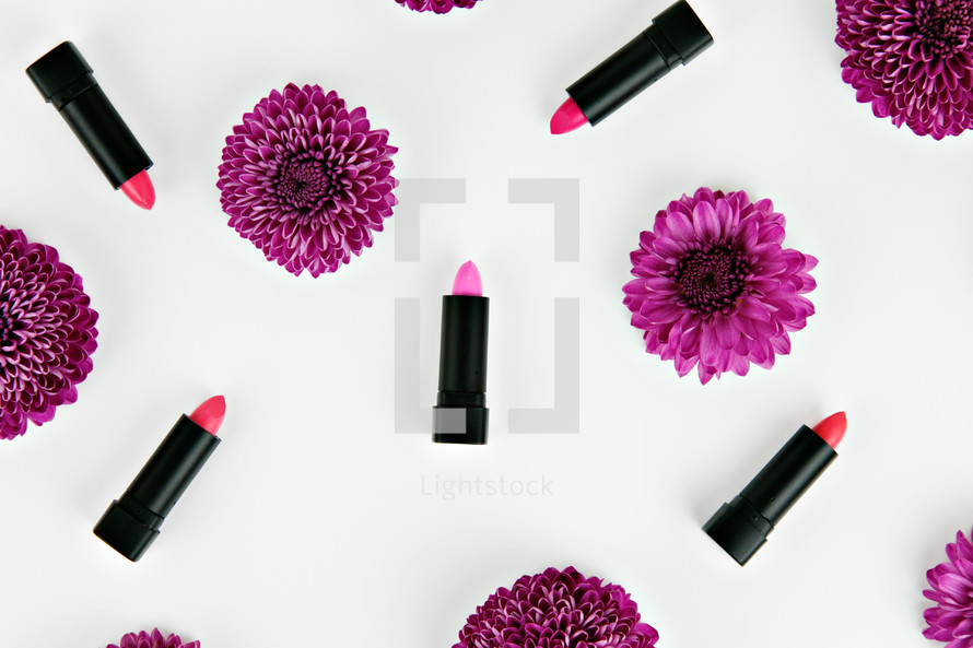 lipstick and purple mums 
