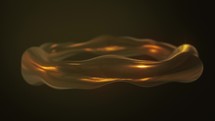 Animated Wavy Golden Ring Rotating In Black Background. abstract