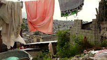 Laundry hanging over Port Au Prince