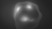 Lights Reflecting On Blobbing Metallic Sphere Rotating. 3D Rendering