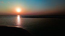 Aerial Drone views of the Maldivian Archipelago at the sunset