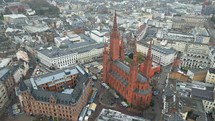 Drone shot of the Evangelical Market Church in Germany