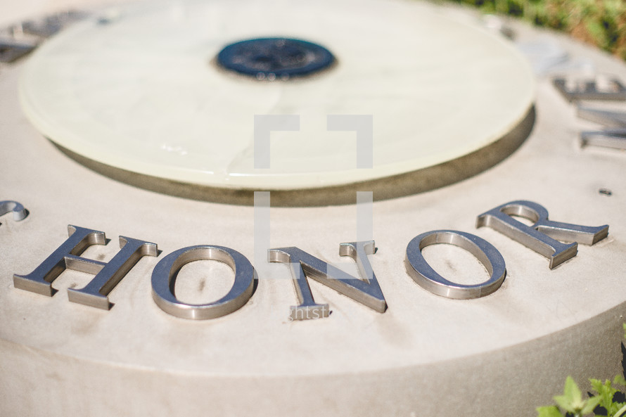 War Memorial focusing on the word HONOR. Image for Veterans Day.