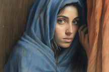 Colored pencil sketch of a women of the Bible