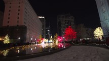 Salt Lake City Christmas lights and pool reflection