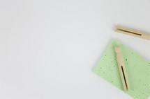 clothespins and mint sponge 