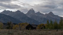 Time lapse of Chapel of the Transfiguration St. John's Episcopal Church at Grand Teton National Park, Wyoming during Sunset.