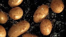 Potatoes fall. Filmed is slow motion 1000 fps.