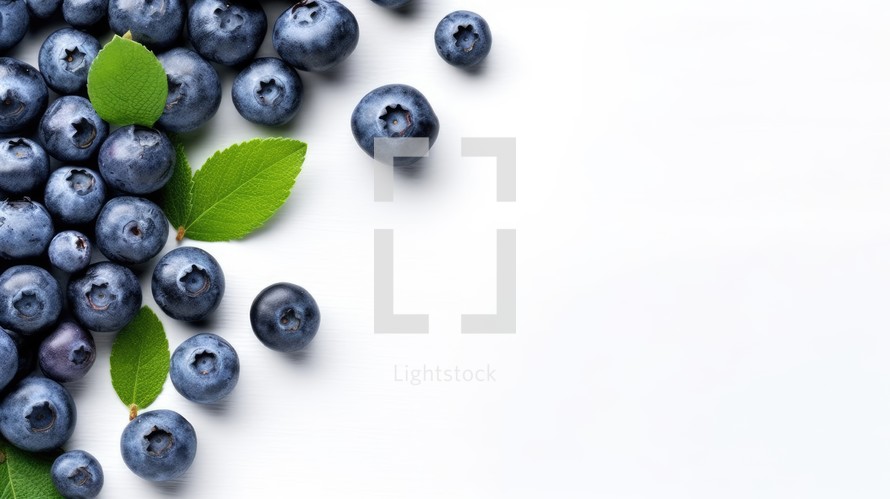 Blueberry on white background top Created With Generative AI Technology	
