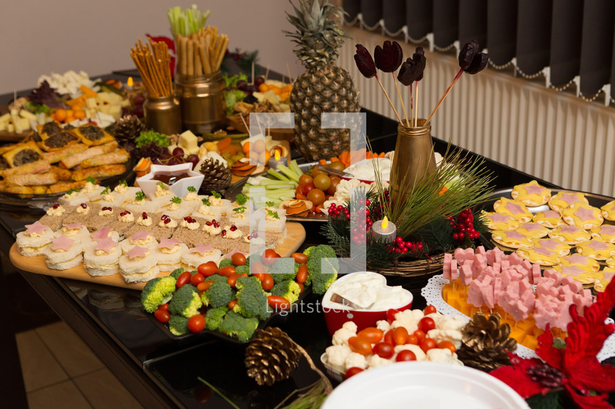 Beautifully Decorated Decadent Food Feast Celebration