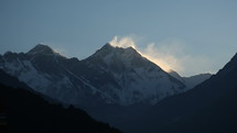 View of Mount Everest peak in morning light