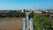 Downtown Waco Texas and Suspension Bridge Over Brazos River