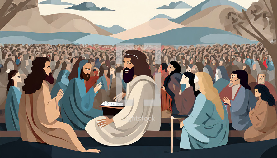 Jesus Teaching a Crowd