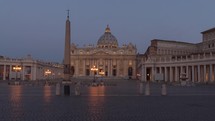 Sunrise time lapse of St. Peter's Basilica in Vatican City—Rome, Italy.