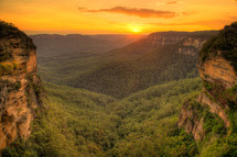 Sunset over Blue Mountains and Kangaroo Valley.