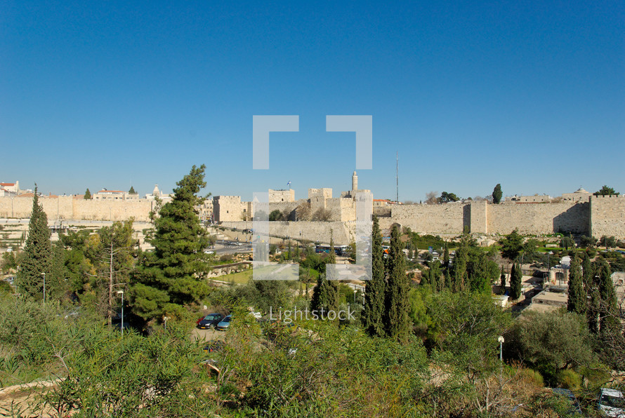 Old City and Jaffa Gate area from the west.