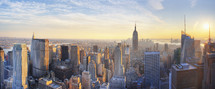 Panoramic view of Manhattan at sunset. New York City, New York, USA. - for editorial use only.