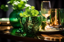 AI Generated Image. Table served for St Patrick's Day celebration