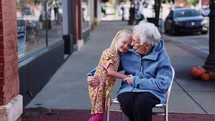 Little Girl Hug Grandma Small Town
