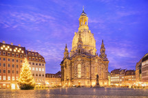 Frauenkirche at dusk. Dresden, Germany- for editorial use only.