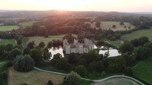 European Castle Drone Aerial Sunset View Bodiam England Fortress