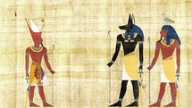 Egyptian Gods Anubis and Geb In Front of all Egypt Pharaoh