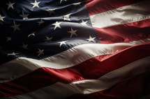 AI Generated Image. Stunning flowing USA flag. Full frame close-up